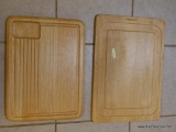 (DR) PAIR OF WOODEN FARBERWARE CUTTING BOARDS; IDEAL FOR PROTECTING KITCHEN COUNTERS.