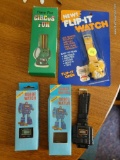 (SUN) NOVELTY WATCH LOT; ALL IN ORIGINAL BOXES AND PACKAGING. INCLUDES 2 ROBOT WATCHES WITH