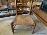 (GAR) VINTAGE RUSHBOTTOM LADDER BACK CHAIR WITH PEGGED CONSTRUCTION (POSSIBLY CLORE): 20? X 16? X