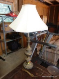 (GAR) BRASS LAMP WITH SHADE AND FINIAL: 16? X 34?