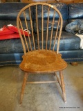 (GAR) VINTAGE PLANK BOTTOM SIDE CHAIR: 17? X 17? X 35?