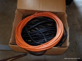 (GAR) BOX LOT: 2 ELECTRICAL CORDS. NEED PLUGS. INCLUDES A PRESS-O-LITE AIR CANISTER WITH HOSE