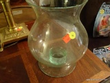 (LR) CLEAR GLASS GLOBE, PERFECT FOR HOLDING MEDIUM SIZED PILLAR CANDLE OR USING AS A TABLE