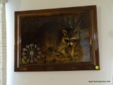 (LR/DR) PAIR OF RECTANGULAR GLOSSY-FINISHED RECTANGULAR WOODLAND CREATURE PHOTO CLOCKS; ONE WITH A