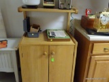 (K) WOODEN KITCHEN CART; PERFECT FOR MICROWAVE OR SMALL APPLIANCES AS WELL AS STORING RECIPES AND