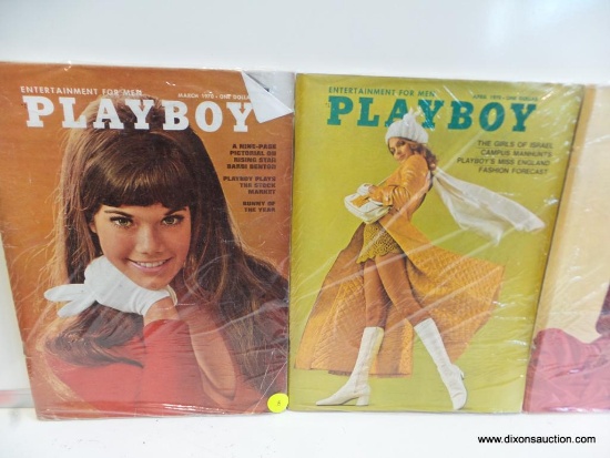 (S1) PLAYBOY MAGAZINES FROM 1970; ISSUES IN THIS LOT ARE MARCH, APRIL, MAY, AND AUGUST. THESE