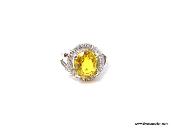 .925 STERLING SILVER AAA TOP QUALITY BEAUTIFUL 7.30 CT FACETED CITRINE MAIN STONE SURROUNDED WITH 24
