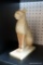 (R2) BASTET EGYPTIAN CAT GODDESS STATUE; MADE OF LIGHT YELLOW MARBLE, FINELY DETAILED, MEASURES 3 IN