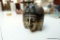 (R2) EGYPTIAN PRIMITIVE KING TUT HEAD; STANDS ABOUT 4 IN TALL, ROUND, CARVED FEATURES. UNIQUE