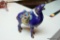 (R2) BLUE CLOISONNE CAMEL FIGURINE; MEASURES 5 IN LONG AND 6 IN TALL.