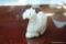 (R2) WHITE JADEITE CAMEL FIGURINE; MEASURES 4 IN LONG AND 3.5 IN TALL.