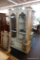 (R2) BROYHILL PREMIER COLLECTION PICKLED OAK CHINA CABINET; DENTIL MOLDING ALONG TOP ABOVE A CARVED