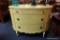 (R2) YELLOW DEMILUNE SIDEBOARD/CABINET; CLASSIC ARCHED FRONT SHAPE WITH 3 CENTER DOVETAILED DRAWERS,