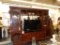 (R4) LARGE DOUBLE BREAKFRONT WOODEN DISPLAY CABINET AND ENTERTAINMENT CENTER; THIS MODERN UNIT HAS A