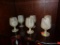 (R4) SET OF VINTAGE MARBLE GREEN ONYX STONE GOBLETS; PETITE WINE SIZE GOBLETS, 6 TOTAL IN THIS SET,