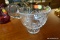 (R5) VINTAGE CUT GLASS PEDESTAL BOWL; HAS SPOUT AND SINGLE LOOP HANDLE. MEASURES 7.5 IN DIAMETER AND