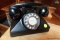 (R5) ANTIQUE BLACK ROTARY PHONE. THIS PHONE STILL HAS THE ORIGINAL NUMBERING AND ROTARY DIAL. SOME