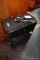 (R5) RALPH LAUREN BLACK ROLLING SUITCASE; HAS LOTS OF INTERIOR ZIPPER POCKETS AND STRAPS TO SECURELY