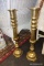 (R6) PAIR OF VINTAGE BRASS ALTAR CANDLESTICKS; EACH HOLDS ONE CANDLE, STANDS 23 IN TALL AND SITS ON