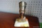(R2) BRASS NEFERTITI STATUE/BUST WITH MARBLE BASE; STANDS 6 IN TALL.