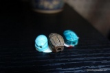 (R2) SET OF 3 SCARAB BEADS; SYMBOLIC OF THE SCARAB BEETLE, CELESTIAL CYCLES, AND THE TALES OF