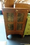 (R3) ANTIQUE PINE PIE SAFE; 4 PUNCHED TIN PANELS ADORN THE 2 FRONT DOORS OF THIS UNIQUE PIECE.