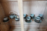 (R2) JAPANESE PORCELAIN TEA SET; INCLUDES HANDLED TEA POT WITH LID, SUGAR BOWL WITH LID AND SAUCER,