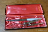 (R3) CARVEL HALL 3PC CARVING SET; STAINLESS STEEL SET IN ORIGINAL LINED STORAGE BOX.