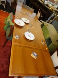(R5) MID-CENTURY MODERN DROP-LEAF END TEAK WOOD DINING TABLE; MADE BY SCANDINAVIAN WOODWORKS