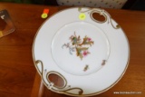 (R5) HAVILAND LIMOGES PLATE; PIERCED SIDE HANDLES, CENTRAL FLORAL DESIGN WITH HAND PAINTED GOLD
