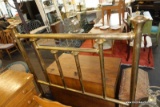 (R4) VINTAGE BRASS BED; FULL SIZE FRAME INCLUDES HEADBOARD, FOOTBOARD, AND RAILS. PATINA AND FINISH