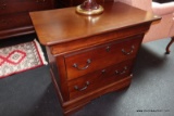 (R5) BROYHILL MAISON LENOIR NIGHTSTAND; 2 DRAWERS, SCROLLING BRACKET FEET. 1 OF A PAIR, OTHER IS