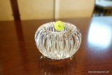 (R1) WATERFORD CRYSTAL RIBBED VOTIVE CANDLE HOLDER; SPHERE SHAPE WITH RIDGED SIDES, SPOT FOR A