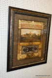 (WALL) FRAMED WALL DECOR; ORNATELY FRAMED AND MATTED IMAGE OF A TUSCAN VILLA OVER A DECORATIVE METAL