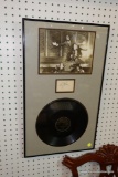 (WALL) FRAMED AL JOLSON PHOTO, AUTOGRAPH, AND RECORD; FAMOUS ENTERTAINER JOLSON PICTURED ON STAGE