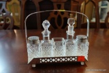(R1) TABLE CADDY BY DAVCO; SILVER PLATE CADDY INCLUDES SALT AND PEPPER SHAKERS, 2 BOTTLES WITH