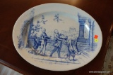 (R1) STAFFORDSHIRE ENGLAND BROWNFIELD AND SON PLATTER; MEDIEVAL PATTERN, RICH COBALT BLUE PAINTED ON