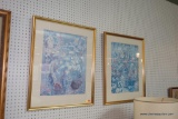 (WALL) PAIR OF MATTED AND FRAMED JOHN POWELL FLORAL PRINTS; IMAGES OF PASTEL FLOWERS IN ORNATE