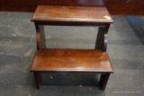 (R1) VINTAGE BEDSIDE STEP; 2-STEP UNIT MADE FROM SOLID MAHOGANY, IDEAL FOR GETTING A LITTLE BOOST OR