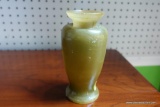 (R2) JADE LOTUS MARBLED ONYX VASE/GRECIAN CREMATION URN; STANDS 6 IN TALL.