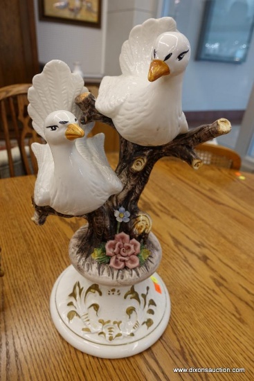 (WIN) CAPODIMONTE DOVES FIGURINE; DOVES ON A BRANCH, THIS IS A GOOD SIZED FIGURINE WITH LOTS OF