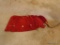 (DR) RED LEATHER SUEDE CHAPS; A PAIR OF CHILDREN'S SIZE CHAPS, COMPLETE WITH FRINGE AND SILVER