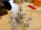 (DR) WHITE AND BLUE CHANDELIER; 6 BULB WHITE AND BLUE PORCELAIN CHANDELIER MEASURES 23 IN TALL AND