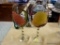 (KIT) PAIR OF HAND-PAINTED WINE GLASSES; STEMMED, WITH A FLORAL DESIGN ON EACH.