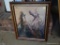 (BAS1) FRAMED PRINT OF HORSES; SIGNED BY C. KOCZWARA, IN A GOLD TONE AND WOOD FRAME. MEASURES 19.5