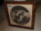 (BAS1) LARGE FRAMED SQUARE IMAGE OF 3 HORSES; WOOD GRAIN PRINTED FRAME, MATTED IN A CIRCLE AROUND