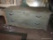 (GAR) VINTAGE GREEN CHIPPY FINISH TRUNK; WOODEN BLANKET CHEST WITH 4 FAUX DRAWER PULLS ON FRONT AND