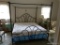 (BED) WROUGHT IRON KING SIZE CANOPY BED; INCLUDES HEADBOARD, FOOTBOARD, FRAME RAILS, AND CANOPY TOP