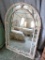 (BED) LARGE WALL MIRROR; ARCH SHAPED TOP WITH DOUBLE BORDER, FACTORY PAINTED WHITE, COULD USE A GOOD