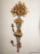 (LR) GOLD PAINTED WALL SCONCE; WOODEN AND PAINTED GOLD AND LIGHT BLUE WALL SCONCES, WITH 4 CANDLE